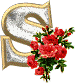 diamonds S letter with roses