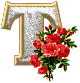 diamonds T letter with roses