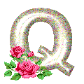 Q letter with roses