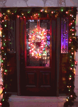Lighted Christmas door