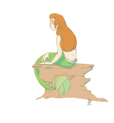 Mermaid wagging her tail