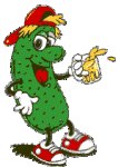 Pickle drinking beer