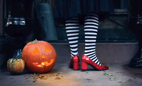 Witch shoes and pumpkins
