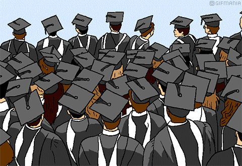 Students throwing the mortarboards