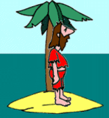 Castaway on desert island