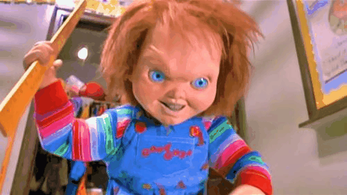 Chucky with a baseball bat