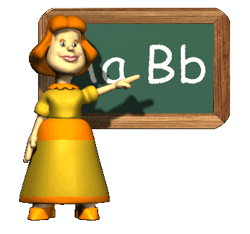 Teacher and blackboard