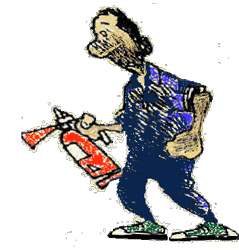 Man with fire extinguisher