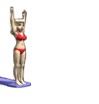 Female swimmer on trampoline 